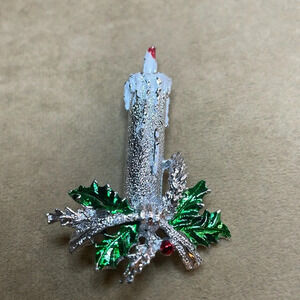 Vintage Christmas Candle Brooch